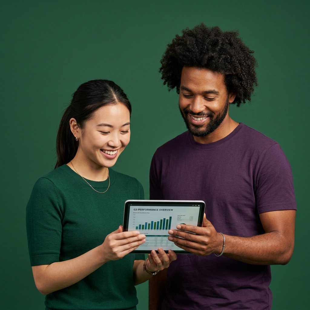 Professionals looking at tablet